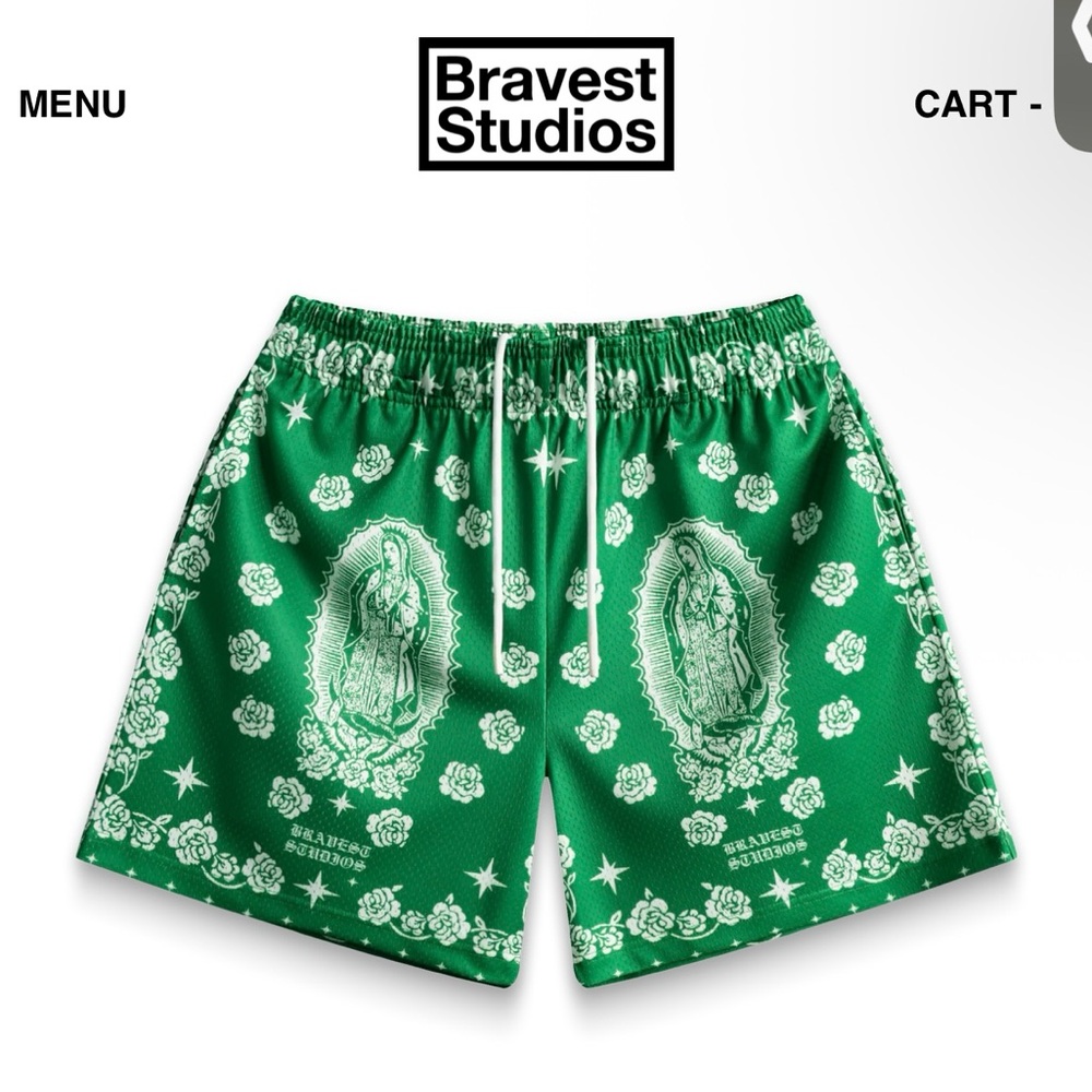 Bravest Studios Green Paisley Mesh Shorts